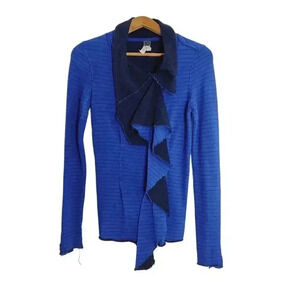 Free People Y2K Blue Ruffled Jacket Cardigan